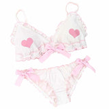 Cute Bows Bra and Panty Set Lolita Schoolgirl Underwear Kawaii Anime Lingerie for Women Lolita Underwear Sets 2 Colors