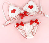 Cute Bows Bra and Panty Set Lolita Schoolgirl Underwear Kawaii Anime Lingerie for Women Lolita Underwear Sets 2 Colors