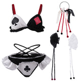 Japanese Clown Cosplay Uniform Sexy Clowns Poker Lingerie Set Lolita Underwear Panties Bondage Kawaii Nightwear Exotic Apparel